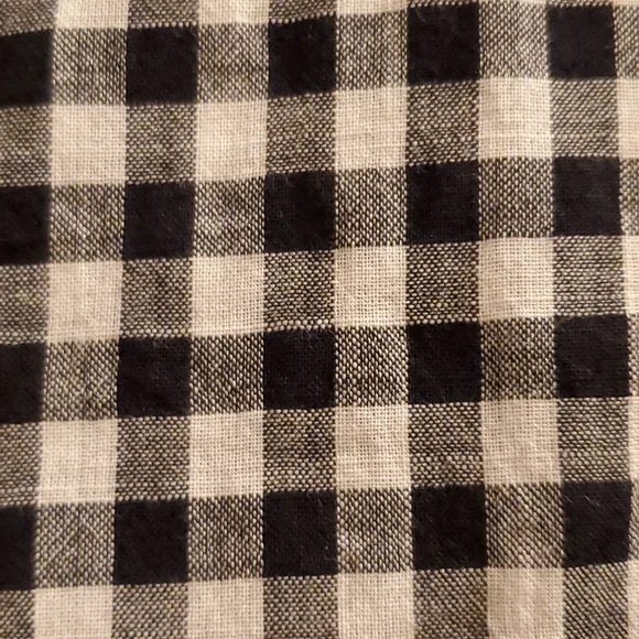 Madewell Gingham Lace-Up Black & White Plaid Bell Sleeve Top - Picture 8 of 9